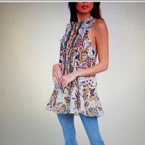 Free People Summer in by Tulum Linen-Blend Tunic Sz M NWT